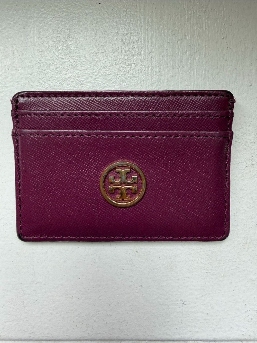 Tory Burch Leather Card Holder with Gold Logo